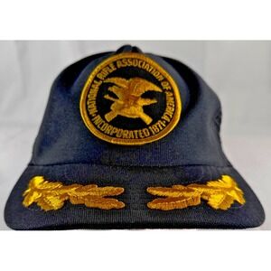 VTG NRA Trucker Hat Black Snapback Gold Leaf Patch 1871 USA Made Mesh Cap OSFA